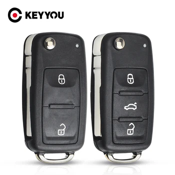 KEYYOU 2/3 кнопки Складной Автомобильный ключ 5K0837202AD Key Flip key Shell для VW polo passat b5 Tiguan Golf VOLKSWAGEN Seat Skoda
