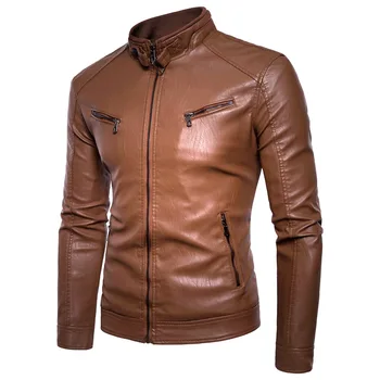 Мужская куртка из искусственной кожи, осенне-весеннее мотоциклетное винтажное пальто, Мужская байкерская верхняя одежда, Дизайнерские куртки, Модная одежда в стиле панк