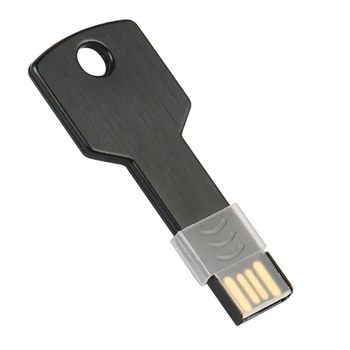 USB Флэш-Накопитель В Форме Металлического Ключа 64 ГБ Черные Флешки Серебряная Палочка Устройства Хранения Данных Реальной Емкости Высокоскоростной U-диск