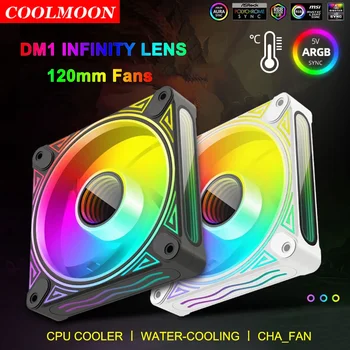 Coolmoon DM1 Прямое/Обратное Лезвие 5V ARGB Синхронизация 120 мм Охлаждающий Вентилятор PWM / 12 см RGB Вентиляторы Для Корпуса CPU Raditor Cooler Радиатор