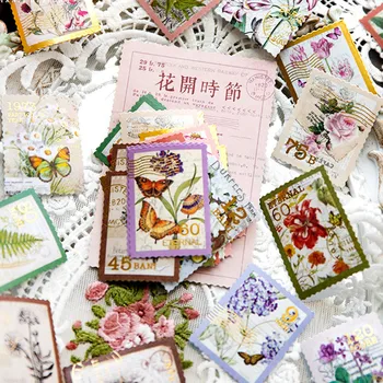 40шт Винтажные наклейки с цветами и птицами Васи, наклейки с растениями, штамп, самоклеящиеся бумажные наклейки 