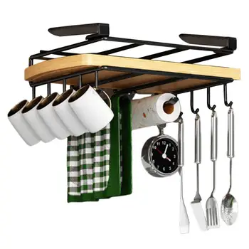 Многофункциональная кухонная вешалка, Железные крючки, полка без перфоратора, Многофункциональная вешалка для кухонных гаджетов, шкаф-купе