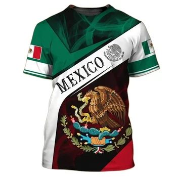 Футболка с 3D-принтом New Mexican Eagle, модный флаг, мужская футболка Harajuku, повседневная футболка с круглым вырезом оверсайз, топ